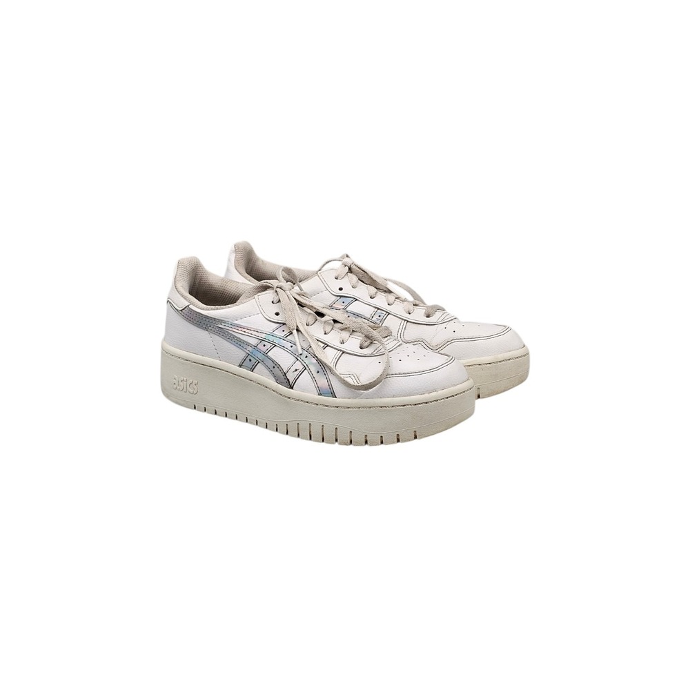 Asics Women's Size 8 US EUC Japan S PF White Silver Reflective Platform Sneakers